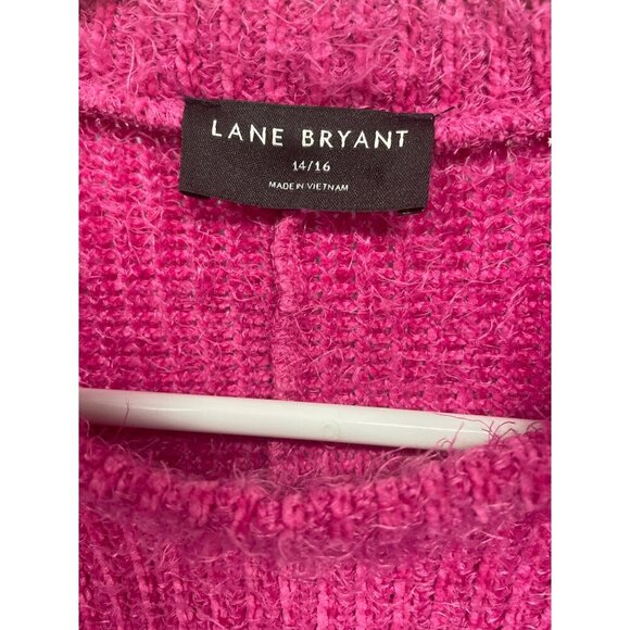 Lane Bryant Fuchsia Pink Textured Knit Sweater Size 14/16 Polyester Pullover - Picture 2 of 5